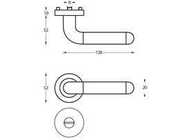 Deurkruk Agatha op rozet verdekt ø52x10mm met nokken en WC-sluiting met stift 8x8mm chroom/nikkel mat