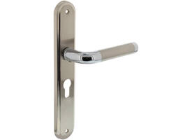 Deurkruk Agatha op schild ovaal 242x43mm profielcilindergat 55mm chroom/nikkel mat