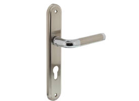 Deurkruk Agatha op schild ovaal 242x43mm profielcilindergat 72mm chroom/nikkel mat