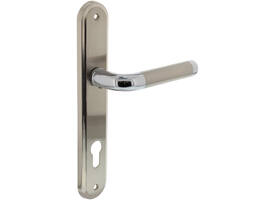 Deurkruk Agatha op schild ovaal 242x43mm profielcilindergat 88mm chroom/nikkel mat