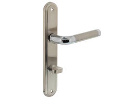 Deurkruk Agatha op schild ovaal 242x43mm wc 78/8mm chroom/nikkel mat