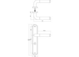 Deurkruk Agatha op schild ovaal 242x43mm wc 78/8mm chroom/nikkel mat
