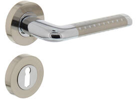 Deurkruk Marion op rozet verdekt ø52x10mm met nokken en sleutelrozetten chroom/nikkel mat