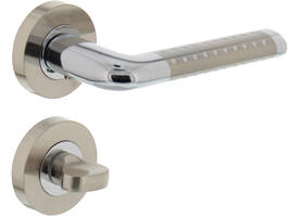Deurkruk Marion op rozet verdekt ø52x10mm met nokken en WC-sluiting met stift 8x8mm chroom/nikkel mat