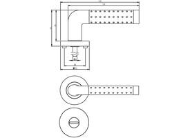 Deurkruk Marion op rozet verdekt ø52x10mm met nokken en WC-sluiting met stift 8x8mm chroom/nikkel mat
