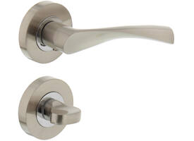 Deurkruk Giussy op rozet verdekt ø52x10mm met nokken en WC-sluiting met stift 6x6mm nikkel mat