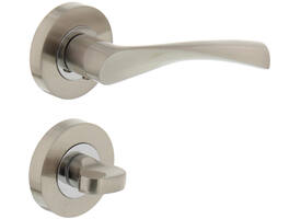 Deurkruk Giussy op rozet verdekt ø52x10mm met nokken en WC-sluiting met stift 8x8mm nikkel mat