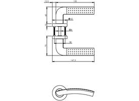 Deurkruk Sharon op rozet verdekt ø52x10mm met nokken chroom/nikkel mat