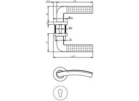 Deurkruk Sharon op rozet verdekt ø52x10mm met nokken en cilinderrozetten chroom/nikkel mat