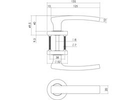 Deurkruk Blok op rozet verdekt ø52x10mm met nokken en sleutelrozetten chroom/nikkel mat