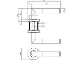Gatdeel rechts Bastian op rozet verdekt ø52x10mm met nokken chroom/nikkel mat