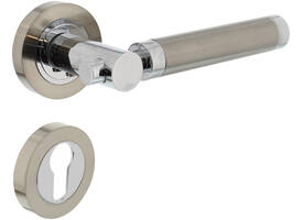 Deurkruk Birgit op rozet verdekt ø52x10mm met nokken en cilinderrozetten chroom/nikkel mat