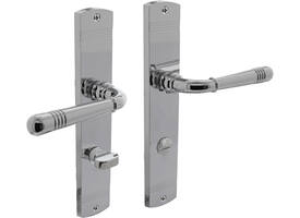 Deurkruk Helena op schild afgerond 235x45mm wc 78/8mm chroom
