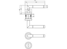 Deurkruk Jura met rozet verdekt ATP ø51x10mm met nokken en sleutelrozetten chroom/nikkel mat
