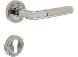 Deurkruk Jura met rozet verdekt ATP ø51x10mm met nokken en cilinderrozetten chroom/nikkel mat