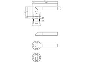 Deurkruk Jura met rozet verdekt ATP ø51x10mm met nokken en cilinderrozetten chroom/nikkel mat