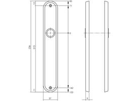 Schilden ovaal 236x37x9mm blind chroom
