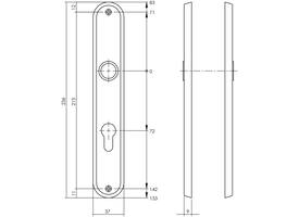 Schilden ovaal 236x37x9mm profielcilindergat 72mm chroom