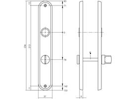 Schilden ovaal 236x37x9mm wc 78/8mm chroom