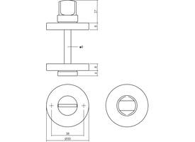 WC-sluiting verdekt ø50x8mm met stift 8x8mm chroom