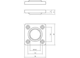 Rozetten 38x38x5mm chroom