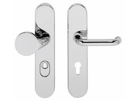 SKG3 veiligheidsbeslag ovaal verdekt 252x54mm greep/kruk Rond profielcilindergat 72mm met kerntrekbeveiliging chroom