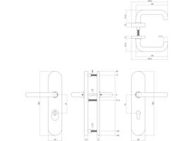 SKG3 veiligheidsbeslag ovaal verdekt 252x54mm kruk/kruk Rond profielcilindergat 72mm met kerntrekbeveiliging chroom