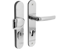 Voordeurbeslag Ovaal 246x48mm greep/kruk profielcilindergat 72mm met kerntrekbeveiliging chroom