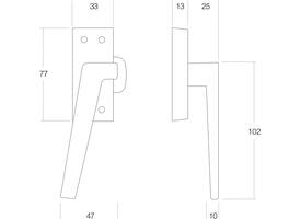 Raamsluiting links met ventilatiestand chroom