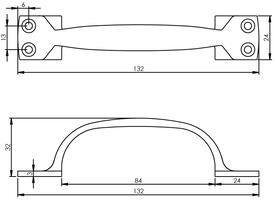 Handgreep op vierkante voet 130mm chroom