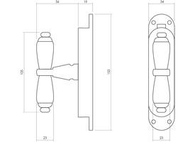 Set kruk-espagnolet kruiskruk inclusief stangenset 2x 1250mm verchroomd/zwart