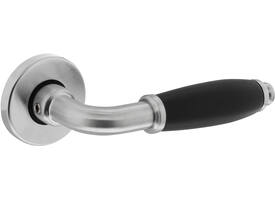 Deurkruk Courgette met rozet verdekt ø49x7mm chroom mat/zwart