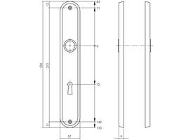 Schilden ovaal 236x37x9mm sleutelgat 72mm chroom mat