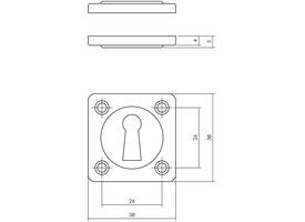 Sleutelrozetten 38x38x5mm chroom mat