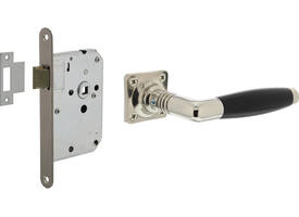 Set loopslot rvs met deurkruk Ton basic op rozet 38x38mm nikkel