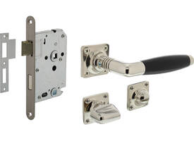 Set toiletslot 63/8 rvs met deurkruk Ton basic op rozet 38x38mm en WC-sluiting nikkel