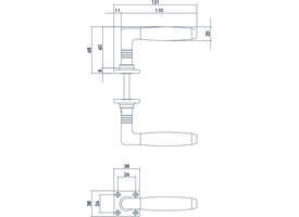 Deurkruk Ton basic met rozet 38x38x6mm nikkel/palissander