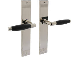 Deurkruk Ton basic met schild rechthoekig met rillen 235x43mm blind nikkel/zwart