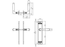 Deurkruk Ton basic met schild rechthoekig met rillen 235x43mm blind nikkel/zwart