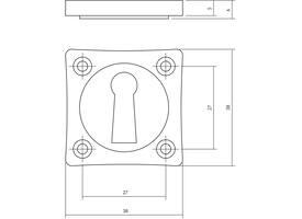 Sleutelrozetten basic 38x38x5mm nikkel