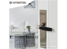 Deurkruk Ton basic met schild rechthoekig met rillen 235x43mm blind nikkel mat/zwart