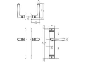 Deurkruk Ton basic met schild rechthoekig met rillen 235x43mm sleutelgat 56mm nikkel mat/zwart