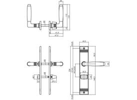 Deurkruk Ton basic met schild rechthoekig met rillen 235x43mm wc 63/8mm nikkel mat/zwart