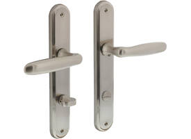 Deurkruk Bjorn op schild ovaal 242x43mm wc 78/8mm nikkel mat