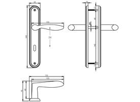 Deurkruk George op schild ovaal 242x43mm sleutelgat 56mm nikkel mat