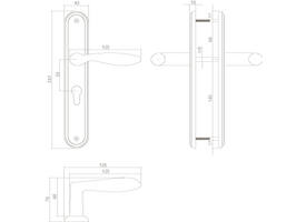 Deurkruk George op schild ovaal 242x43mm profielcilindergat 55mm nikkel mat