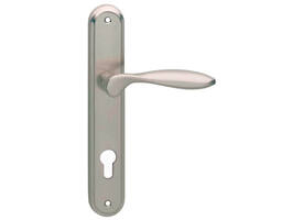 Deurkruk George op schild ovaal 242x43mm profielcilindergat 72mm nikkel mat