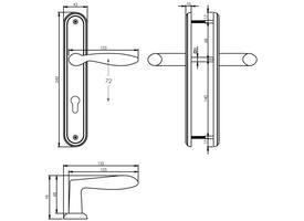 Deurkruk George op schild ovaal 242x43mm profielcilindergat 72mm nikkel mat