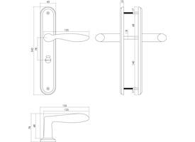 Deurkruk George op schild ovaal 242x43mm wc 78/8mm nikkel mat