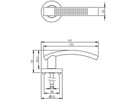 Deurkruk William op rozet verdekt ø52x10mm met nokken chroom/nikkel mat